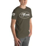 Logo & American Flag Sleeve - Short-Sleeve T-Shirt
